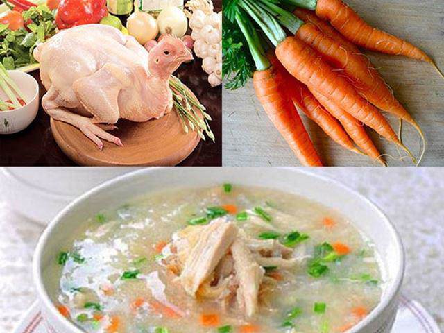 Cháo gà cà rốt là một trong những món ăn rất tốt cho người mắc bệnh ung thư gan.