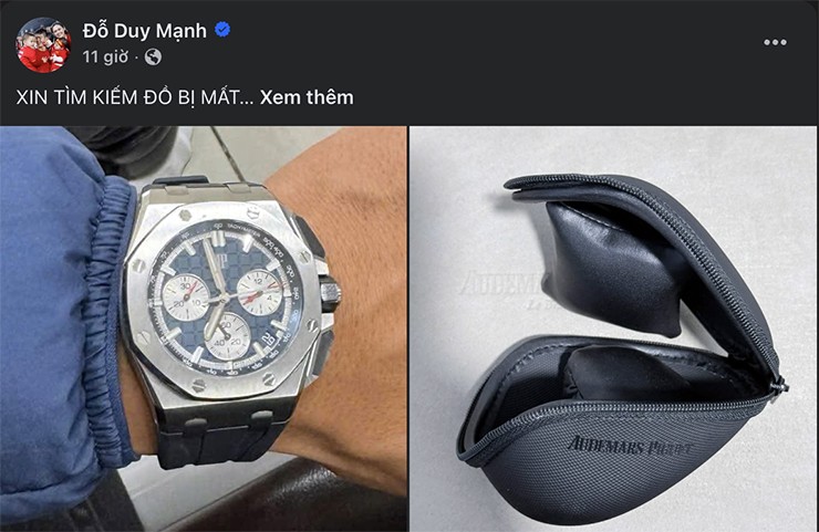 Duy Mạnh đăng thông tin tìm chiếc đồng hồ bị mất.