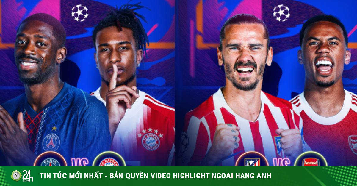 4 anh hào vào bán kết Cúp C1: Bayern đại chiến PSG, Arsenal đụng độ Atletico