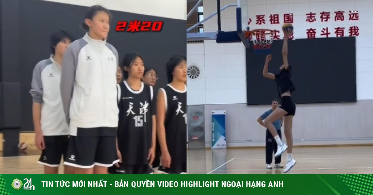 Nữ VĐV 14 tuổi cao 2m20, ghi điểm như máy khi chơi bóng rổ