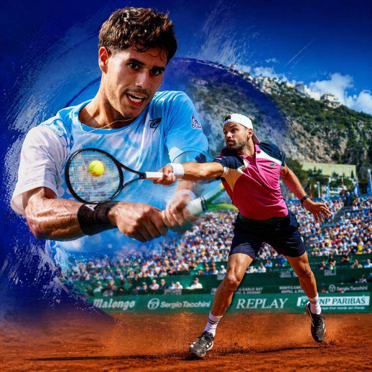 Dimitrov (bên phải) đối đầu với tay vợt người Paraguay