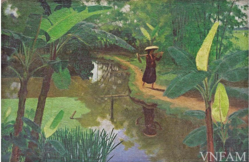 Cảnh nông thôn thanh bình của tác giả Lưu Văn Sìn sáng tác năm 1958