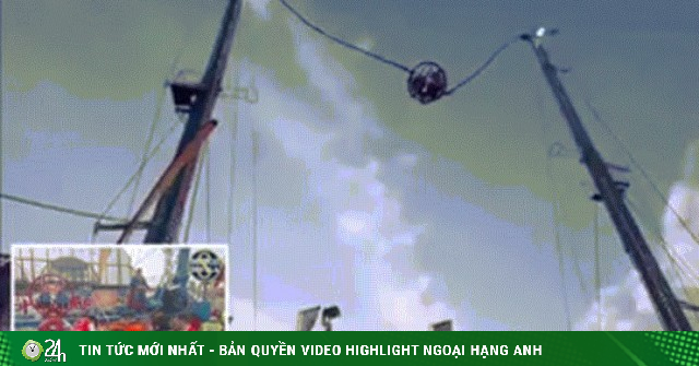 Cáp trò chơi đứt bung giữa không trung, bốn người bị quăng quật