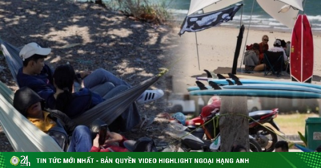 Ngày đầu nghỉ lễ, người dân trải bạt, mắc võng la liệt chờ tắm biển ở TP.HCM