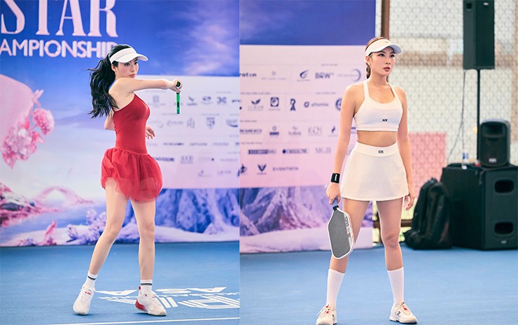 Diệp Anh (áo đỏ) và Phương Liên tại giải