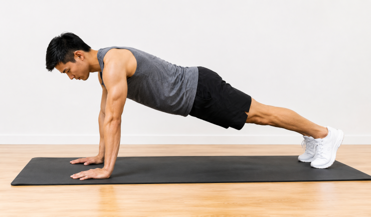 Plank cao tăng cường hoạt động của cơ vai, ngực và tay.