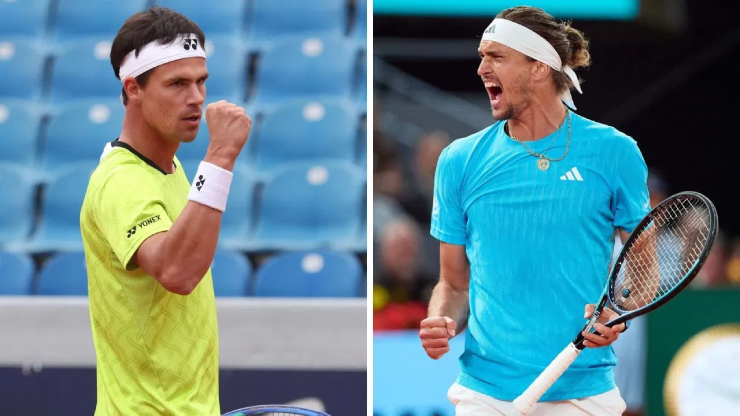 Zverev (bên phải) đấu đồng hương Altmaier (bên trái)