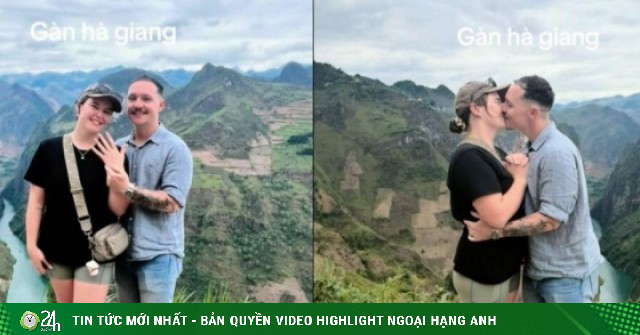 Cảnh anh Tây cầu hôn bạn gái trước sông Nho Quế khiến dân mạng tan chảy