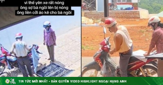 Cụ ông cởi áo che yên xe để vợ ngồi không bị nóng, dân mạng gọi là soái ca