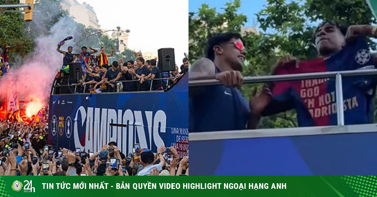 Barcelona rước cúp La Liga được 750.000 fan chào đón, Yamal trêu tức Real