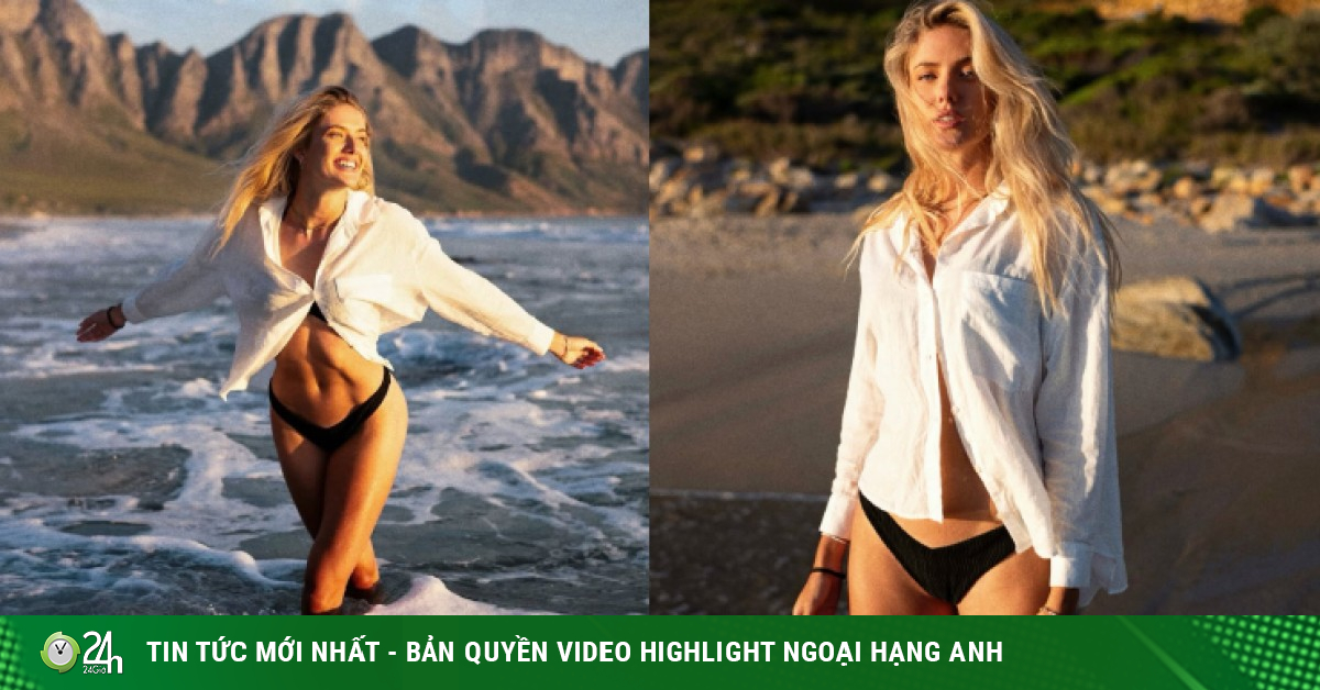 Mỹ nhân điền kinh đẹp nhất thế giới, mặc áo sơ mi hững hờ để lộ bikini