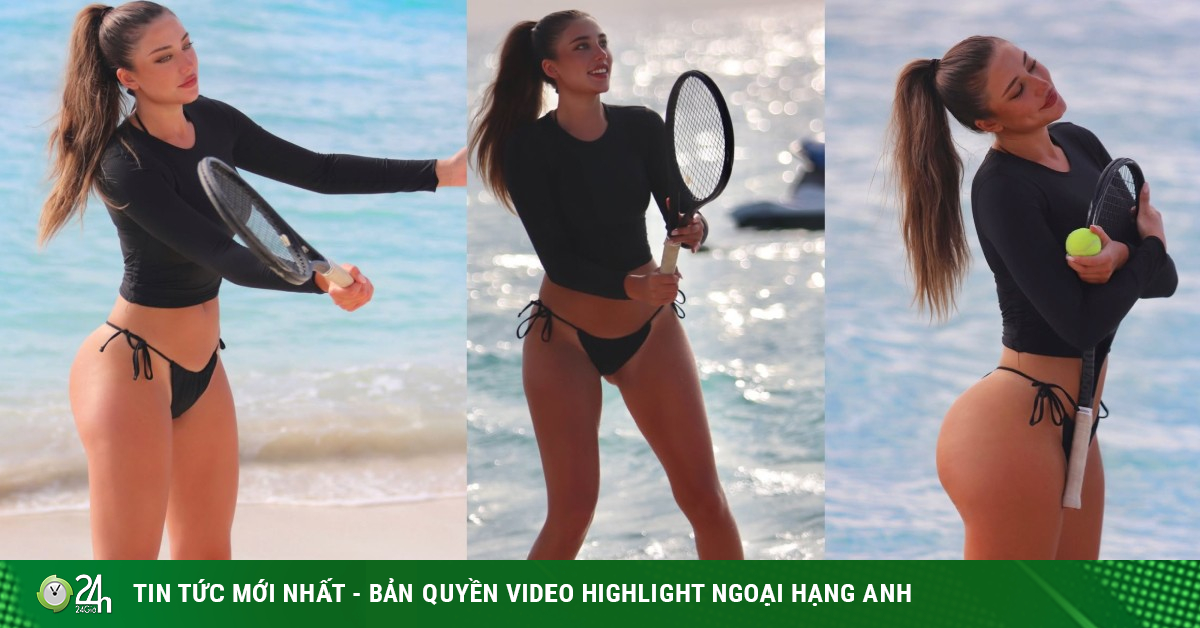 Fan "thẫn thờ" ngắm mỹ nhân tennis Canada diện bikini chơi bóng trên bãi biển