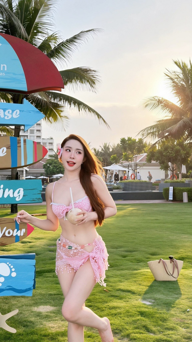Nếu Quỳnh Kool ghi điểm với vẻ đẹp ngọt ngào pha chút gợi cảm thì Quỳnh Nga lại mang đến thần thái trưởng thành, quyến rũ. Nữ diễn viên diện bikini hai mảnh nổi bật, khoe vóc dáng săn chắc cùng làn da trắng bật tông.