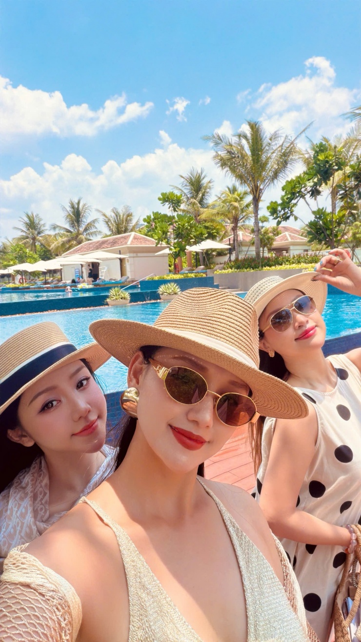 Nữ diễn viên đọ nhan sắc với MC Vân Hugo và Quỳnh Kool. 