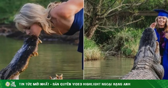 Nữ sinh hôn cá sấu dài hơn 4 mét trong ảnh tốt nghiệp
