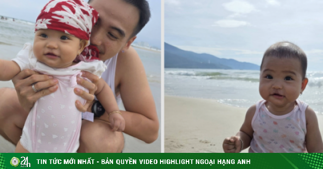 Con gái H'Hen Niê gây sốt với những biểu cảm đáng yêu khi lần đầu đi biển