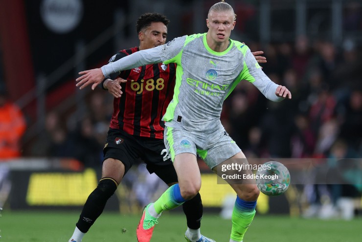 Haaland gặp khó trước hàng phòng ngự của Bournemouth