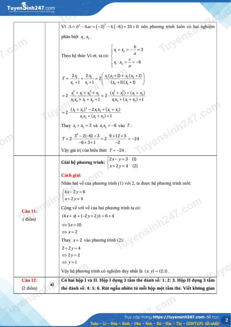 Đáp án môn Toán vào lớp 10 năm 2026 Hà Tĩnh nhanh nhất - 3