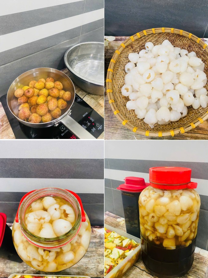 Sau khi trụng quả vải cần thả ngay vào thau nước đá.