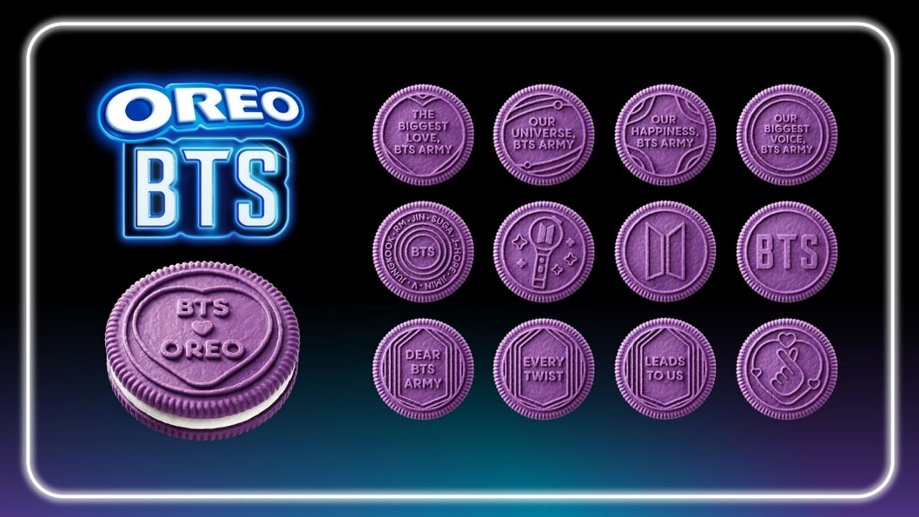 Họa tiết dập nổi trên phiên bản giới hạn trong hợp tác giữa OREO và BTS do chính BTS thiết kế.