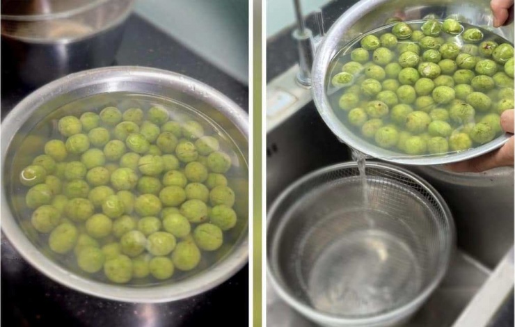 Ngâm trong 30 phút, rồi rửa lại với 1 lần nước