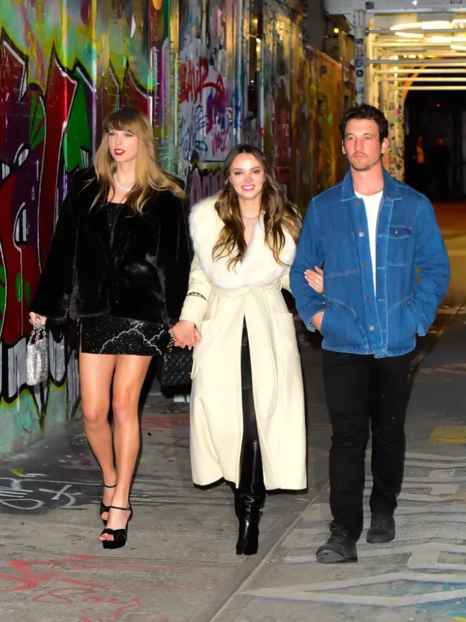 Taylor Swift trong một buổi đi chơi với vợ chồng Miles Teller, tháng 12/2023. Ảnh: GC