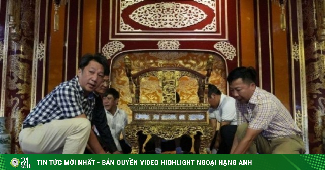 Cận cảnh Ngai vua triều Nguyễn ngày trở lại điện Thái Hòa sau vụ phá hoại