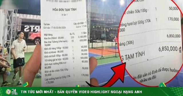 Xôn xao hóa đơn ‘khủng’ tại sân pickleball: 290 lon bia, khô mực, trứng luộc hết gần 7 triệu đồng