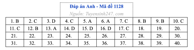 Gợi ý đáp án 48 mã đề Tiếng Anh thi tốt nghiệp THPT 2026 - 5
