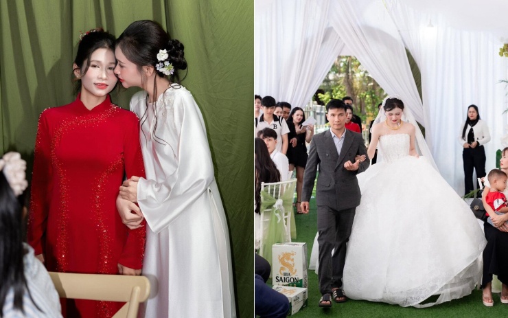 Nhi hạnh phúc khi có bố mẹ đồng hành trong hôn lễ&nbsp;