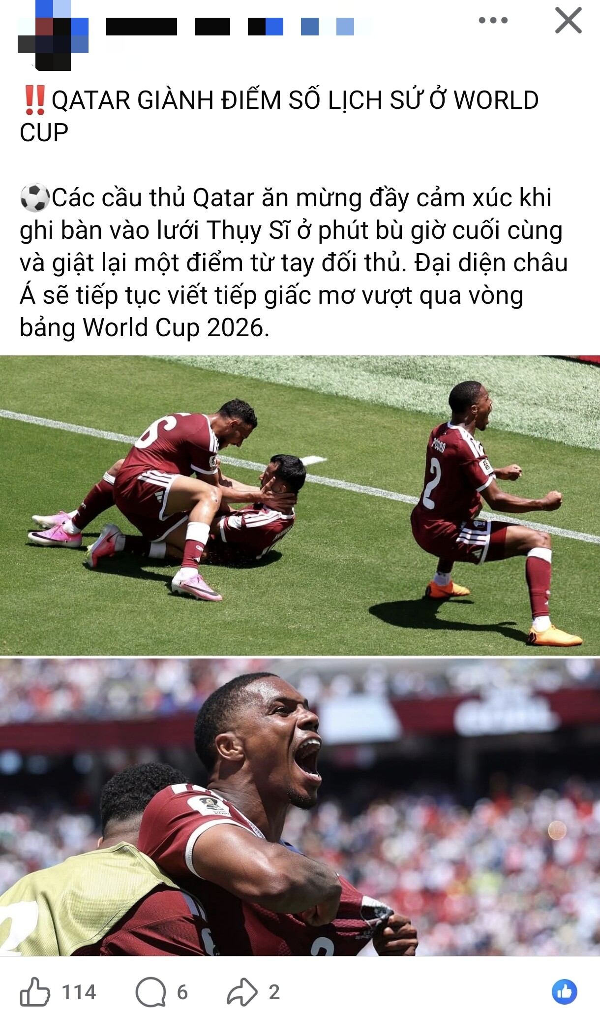 Các tuyển thủ Qatar ăn mừng bàn gỡ hòa hơn cả một chiến thắng.