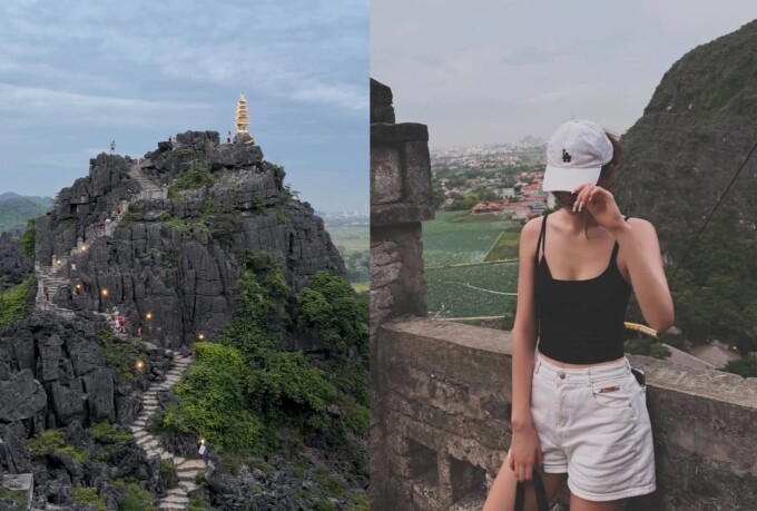 Đặng Thanh Giang - em gái út của Văn Lâm - check in núi Ngọa Long. Hồi đầu tháng, gia đình Văn Lâm tổ chức sinh nhật cho cô tại một khách sạn 5 sao gần phố cổ Hoa Lư.