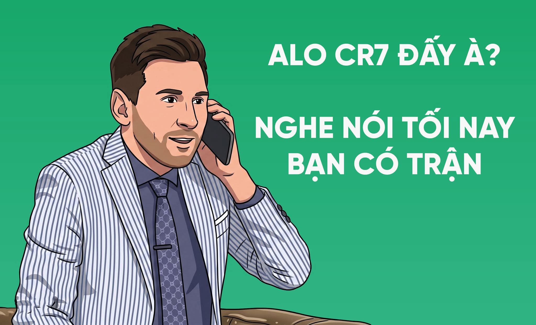 Bức ảnh chế Messi gọi, chờ Ronaldo trả lời.