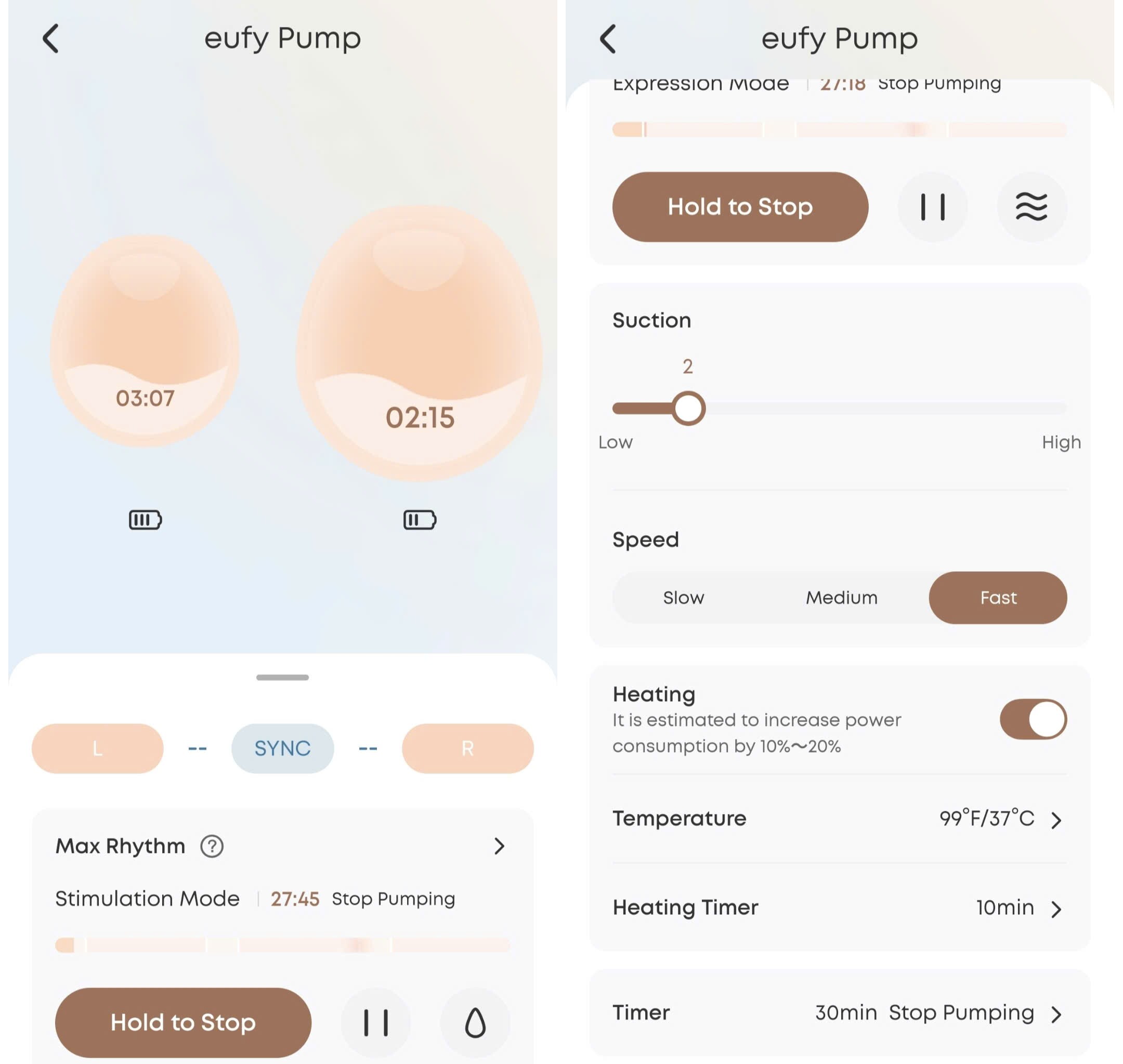 Một số thiết lập trên ứng dụng Eufy Baby.