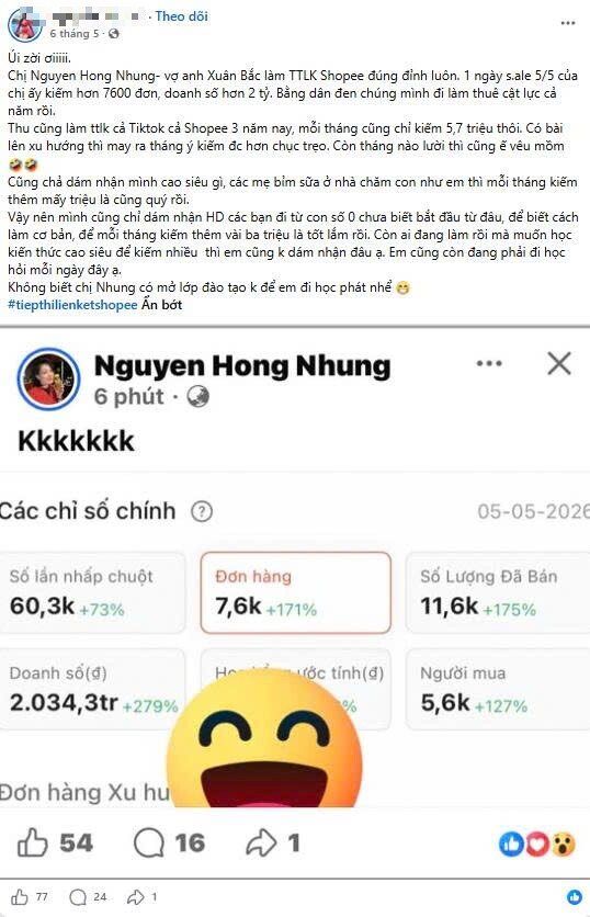Một mẹ bỉm trên mạng xã hội chia sẻ sự ngưỡng mộ với idol, mong muốn được học hỏi phát triển trong thị trường affilate.