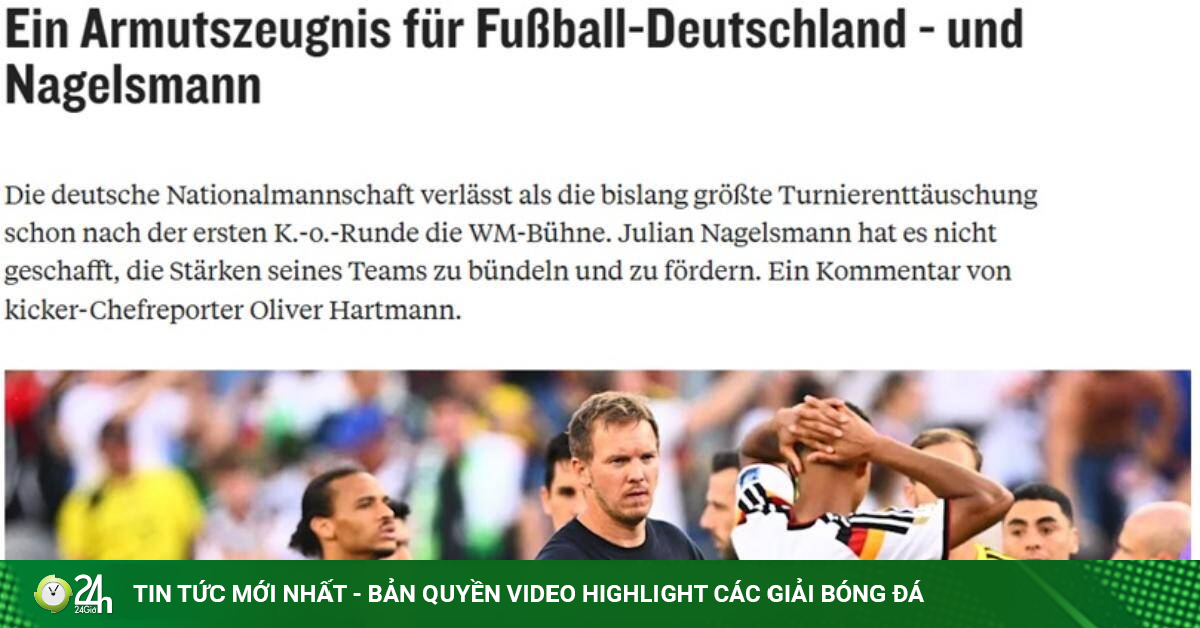 ĐT Đức bị loại World Cup 2026: Báo chí gọi là thảm họa, chỉ trích Nagelsmann