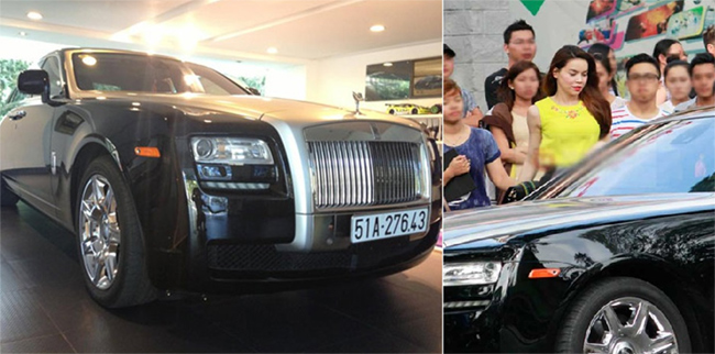 Tháng 4.2013, Hồ Ngọc Hà từng xuất hiện bên cạnh chiếc Rolls Royce Ghost trị giá hơn 6 tỷ đồng khi đi sự kiện tại NVH Thanh Niên.