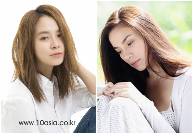 Không khó để nhận ra, gương mặt Song Ji Hyo và nữ hoàng giải trí của Việt Nam đều mang nhiều nét đẹp &#34;lai Tây&#34;.