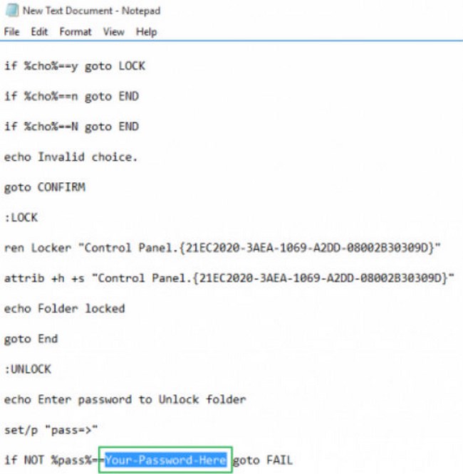 7. Tìm tới dòng chữ “Your-Password-Here” trong file văn bản này.