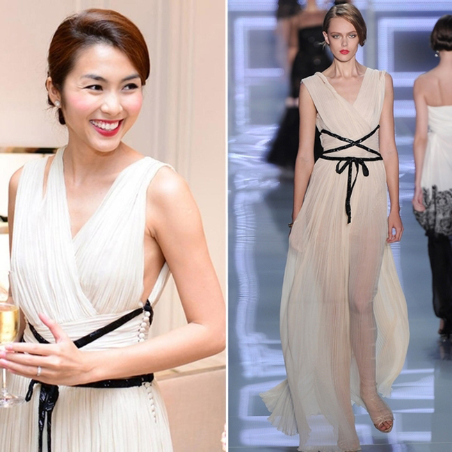 Duyên dáng với chiếc váy của&nbsp;Christian Dior.