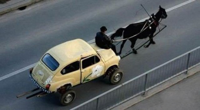 Dịch vụ taxi &#34;ô tô ngựa&#34; kiểu mới đấy.