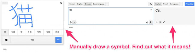Google Translate hỗ trợ vẽ tay để tạo thành chữ viết như gõ phím, tuy nhiên rất giới hạn ngôn ngữ.