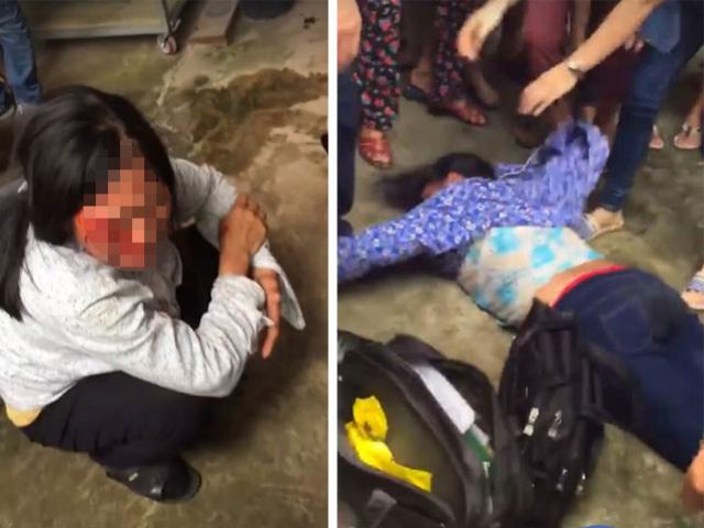 HN: Nghi bắt cóc trẻ con, 2 người phụ nữ bị dân vây đánh tả tơi