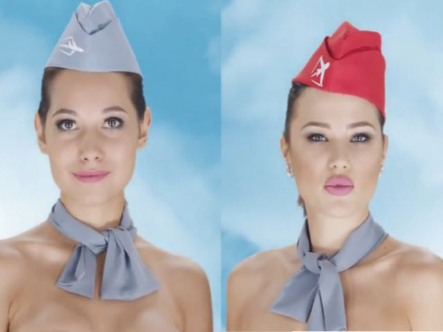 Tiếp viên hàng không Kazakhstan khỏa thân quảng cáo gây sốc