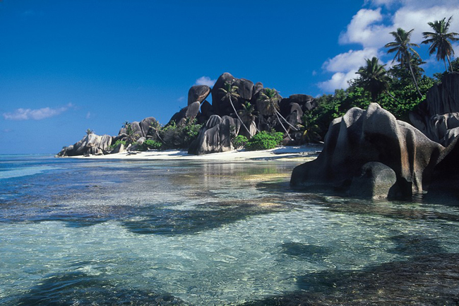 Đảo san hô Aldabra, Seychelles:&nbsp;Đảo san hô Aldabra không có người ở và hầu như không bị ảnh hưởng bởi con người, bao gồm bốn đảo nhỏ quanh một đầm nước nông rộng lớn, bao quanh bởi các rạn san hô tuyệt đẹp.