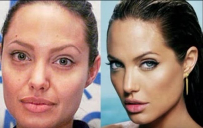 Angelina Jolie từng là một trong những người có sức quyến rũ nhất thế giới tuy nhiên khi không make up, nữ diễn viên nhợt nhạt, phờ phạc.