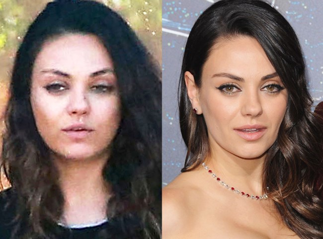 &nbsp;&#34;Mỹ nhân quyến rũ nhất hành tinh năm 2013&#34; do tạp chí FHM bình chọn, Mila Kunis trông khá ... tầm thường khi không có sự trợ giúp của đồ trang điểm.