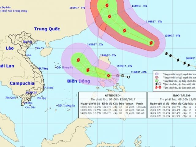Siêu bão TALIM và áp thấp nhiệt đới hoạt động gần Biển Đông