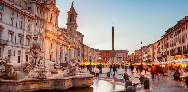 Rome, Italia: Du khách muốn thưởng thức rượu vang hảo hạng, món mì ống và pizza nổi tiếng thế giới, hãy tới ngay thành phố Rome.