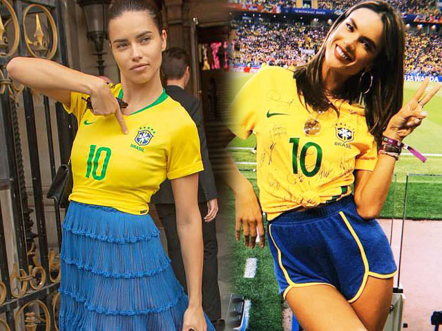 3 thiên thần nội y mặc áo của Neymar tưng bừng mừng Brazil chiến thắng